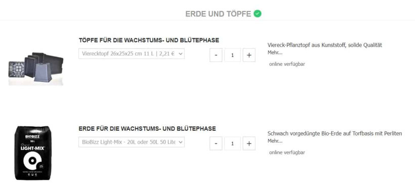 Weiteres Zubehör Growbox Set Konfigurator